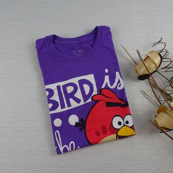 🎯5/$30 Angry Birds Purple T shirt Graphic Tee Juniors Large - Picture 2 of 8